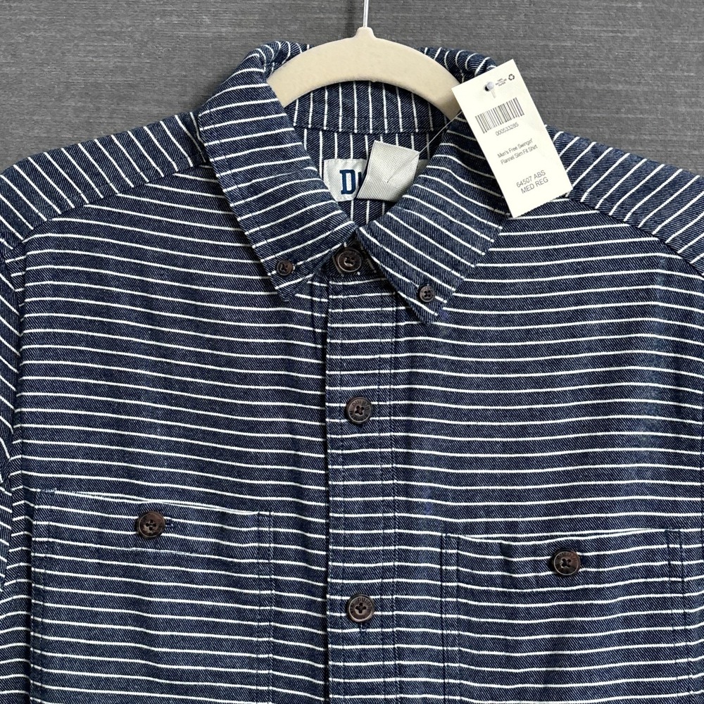 NEW Duluth Shirt M Slim Fit Blue Hickory Stripe Free Swingin Flannel Button Down